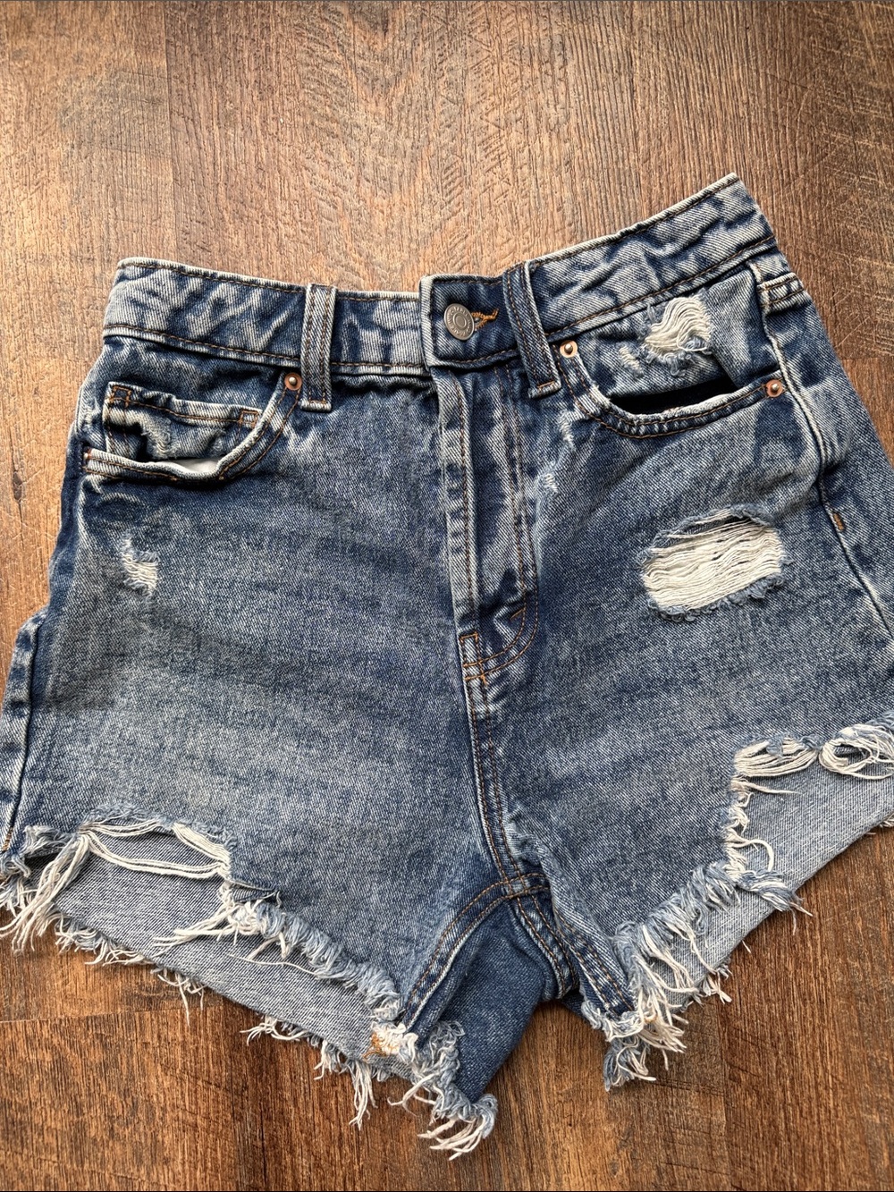 wild fable Distressed High-Rise Denim Shorts - Blue